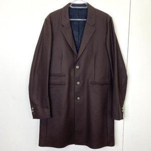 Vince Overcoat Coat Mens Size Medium Wool Blend Brown Single Breasted Career